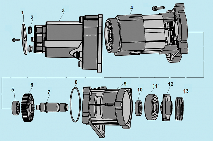 2 НАСОС - ЭЛЕКТРОДВИГАТЕЛЬ МОЙКА CHAMPION HP5160