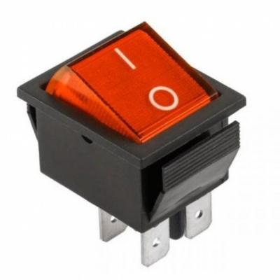Выключатель одноклавишный 26x31мм, 16А, 2 положения, с сигнальной лампой, 250V